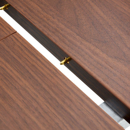 With a clever retractable mechanism, the Walnut Grain MDF table top and black metal legs and has a smooth and delicate surface.The unique look creates the sleek silhouette of a modern home. image 8