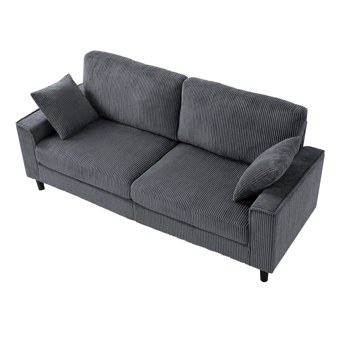 81.8"Corduroy Loveseat Sofa, 2-Seater Couch with Sturdy Iron & Wood Frame, Comfy Upholstered Sofa with Square Armrests for Living Room, Apartment image 4
