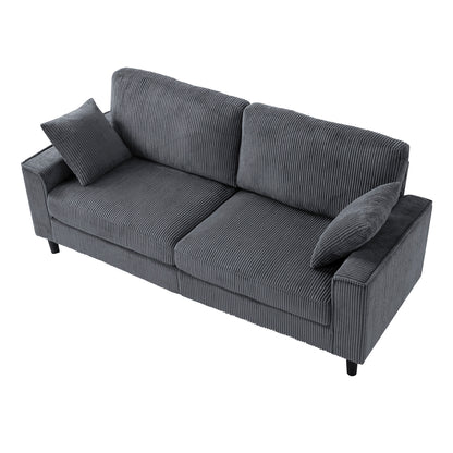 81.8"Corduroy Loveseat Sofa, 2-Seater Couch with Sturdy Iron & Wood Frame, Comfy Upholstered Sofa with Square Armrests for Living Room, Apartment image 4