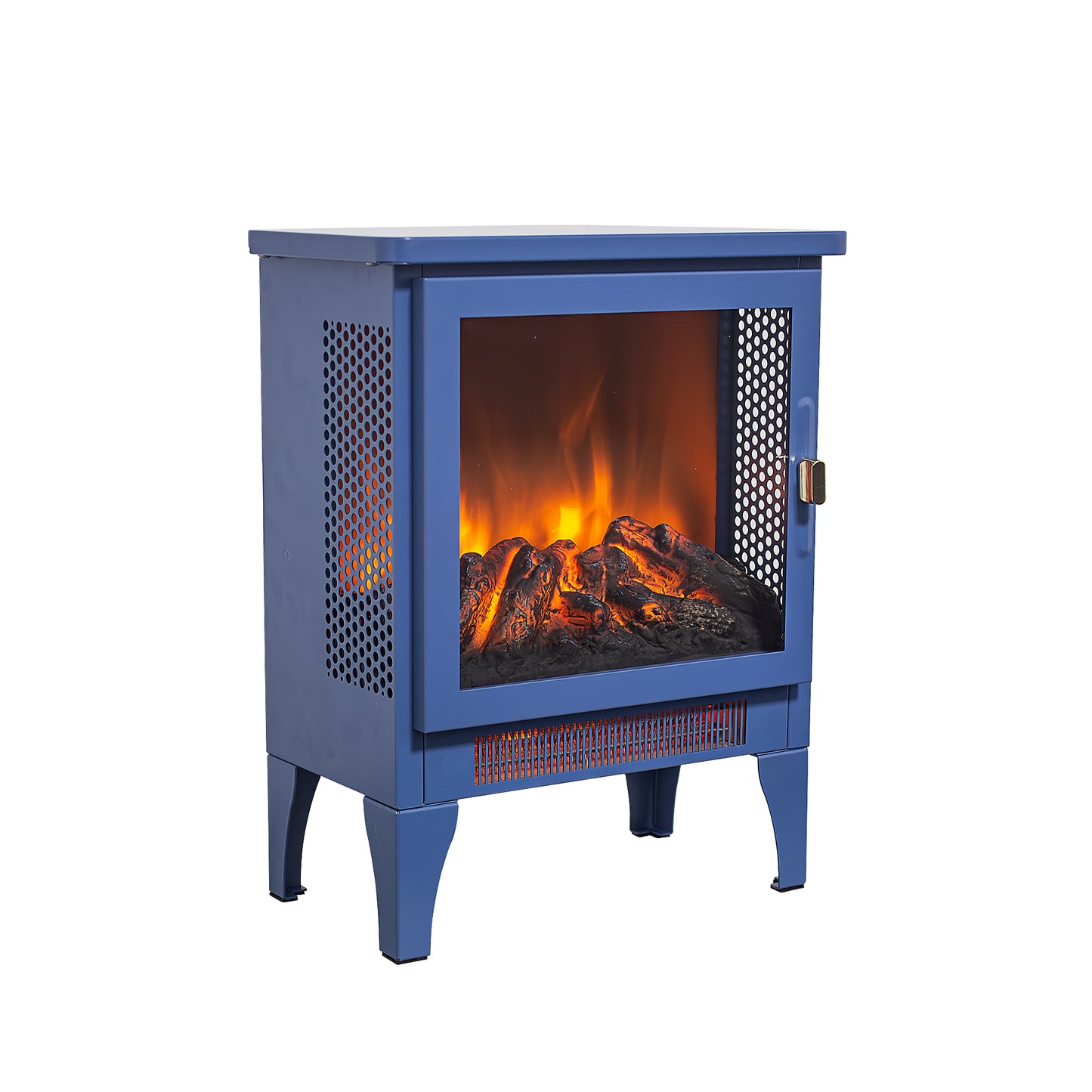 18 inch Freestanding Electric Fireplace Stove heater with 3D Flame effect,Classic Blue image 4