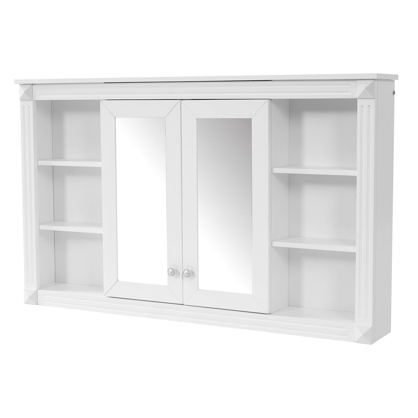 47 Inch Bathroom Mirror Cabinet with Storage, Adjustable Shelf and Open Shelves, Wall Mounted Medicine Cabinet for Bathroom, Bedroom, Vanity image 12