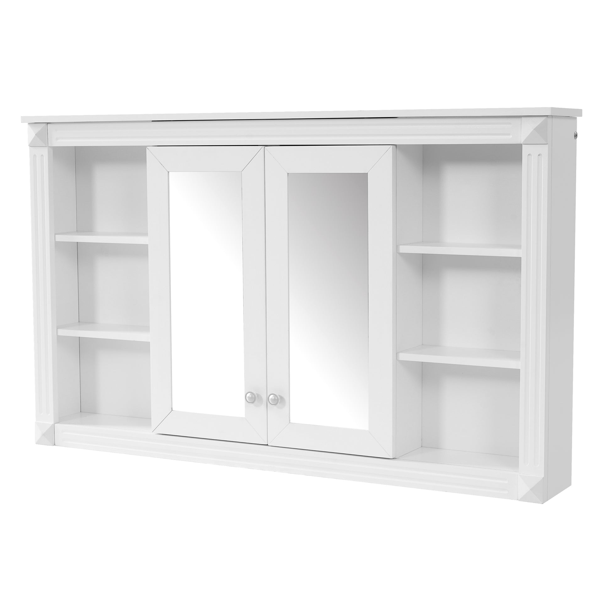 47 Inch Bathroom Mirror Cabinet with Storage, Adjustable Shelf and Open Shelves, Wall Mounted Medicine Cabinet for Bathroom, Bedroom, Vanity image 12