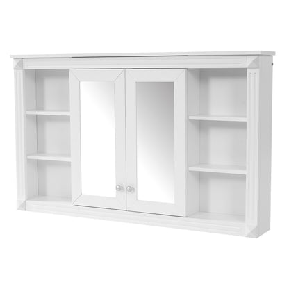 47 Inch Bathroom Mirror Cabinet with Storage, Adjustable Shelf and Open Shelves, Wall Mounted Medicine Cabinet for Bathroom, Bedroom, Vanity image 12