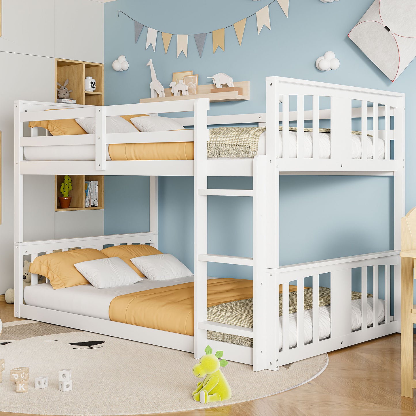 Twin Over Twin Bunk Bed with Ladder, White (Old SKU:N708P242163K) image 2