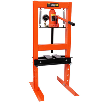 6Ton Bottle Jack Shop Press with Gauge, Bend, Straighten, or Press Parts, Install Bearings, U-Joints, Bushings, Ball Joints, and Pulleys,Orange image 1
