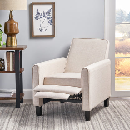 27.5" Push Back Recliner Chair Upholstered Recliner Armchair with Solid Beech Wood Legs for Living Room and Bedroom(Old SKU:52422.00FLBEI), Light Beige image 5