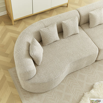 Curved Sectional Sofa, 111.5-inch Oversized Modern Bone-Free Cloud Sofa with 6 Pillows Luxury Chenille Four-Seater Memory Foam Sofa with Deep Seat Design, Light khaki W3505P355582 image 10