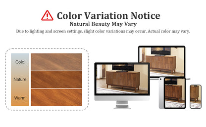 56" Mid Century Modern TV Stand, Wood Storage Cabinet with Carved Geometric Doors, 4 Door Media Console, Sideboard Buffet Cabinet for Living Room, Dining Room, Entryway image 2
