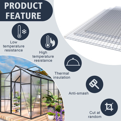 5' x 2' Twin-Wall Polycarbonate Greenhouse Panels (12 Pack), High Light Transmission & All-Weather Insulated Sheets, Shatter-Resistant Replacement for Glass Roofing, Balcony Divider image 6