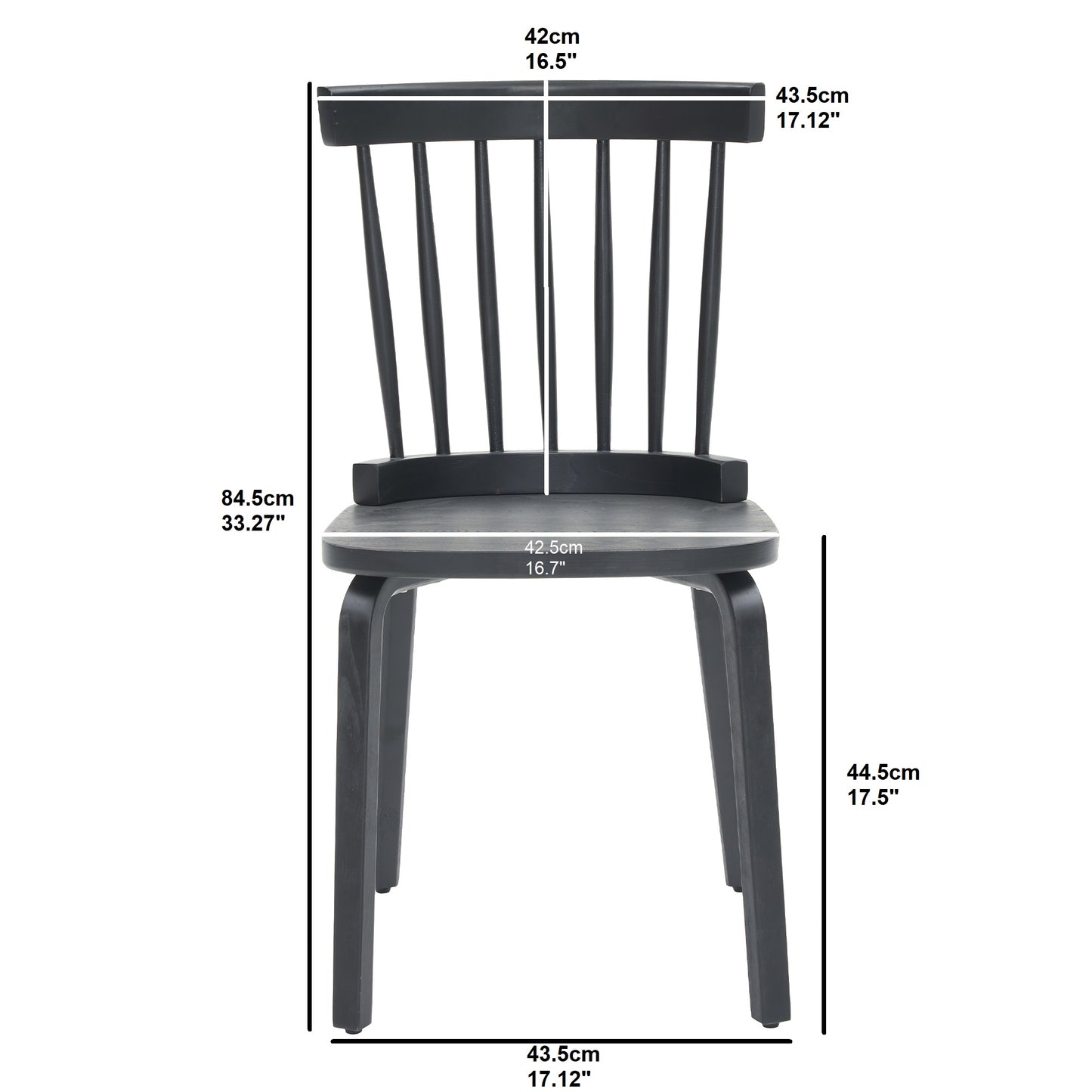 Windsor Dining Chairs Set of 2,Wood Farmhouse Spindle Back, Widen Seat, Mid-Century Modern French Country Style, for Living Room Restaurant, Black image 11