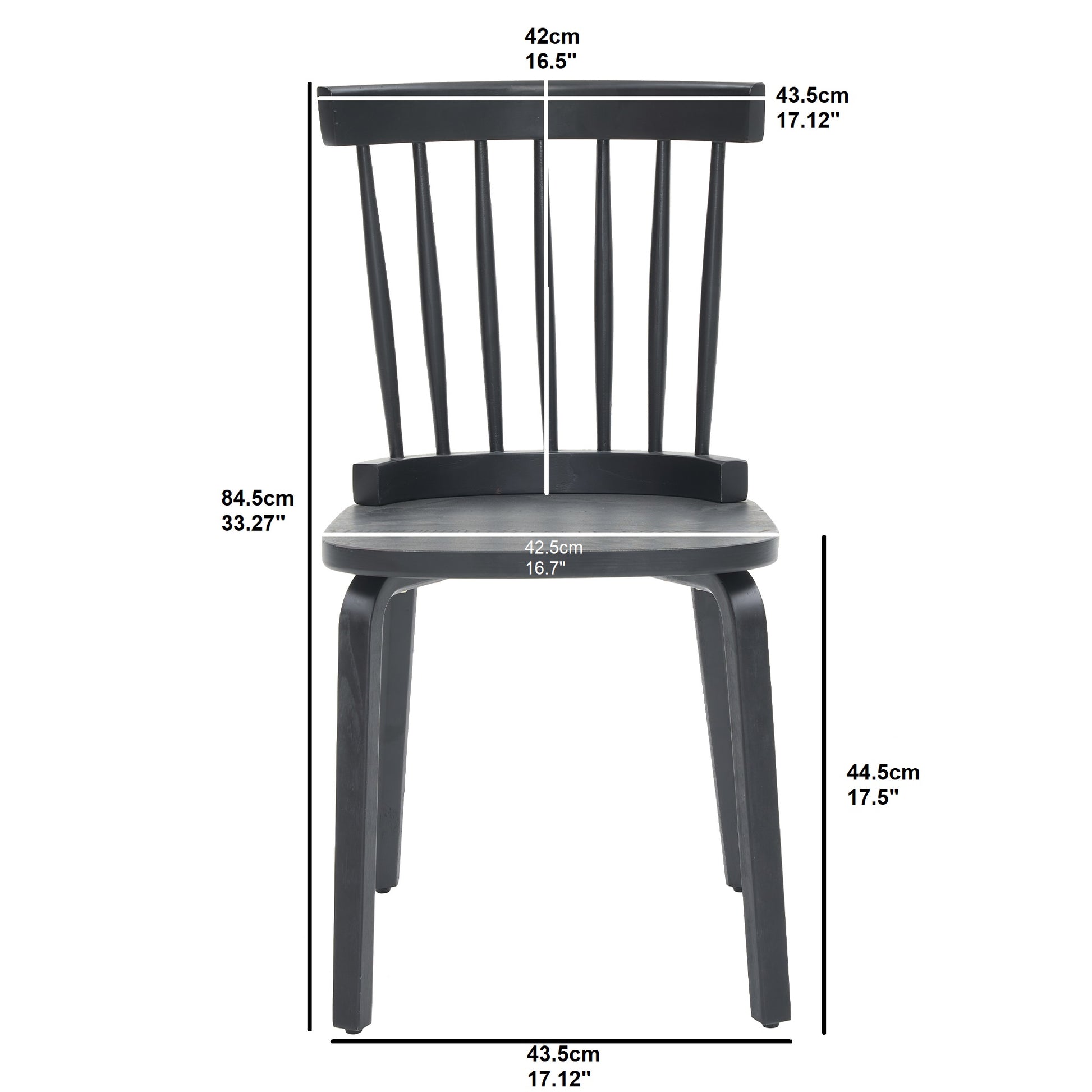 Windsor Dining Chairs Set of 2,Wood Farmhouse Spindle Back, Widen Seat, Mid-Century Modern French Country Style, for Living Room Restaurant, Black image 11