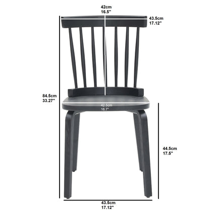 Windsor Dining Chairs Set of 2,Wood Farmhouse Spindle Back, Widen Seat, Mid-Century Modern French Country Style, for Living Room Restaurant, Black image 11