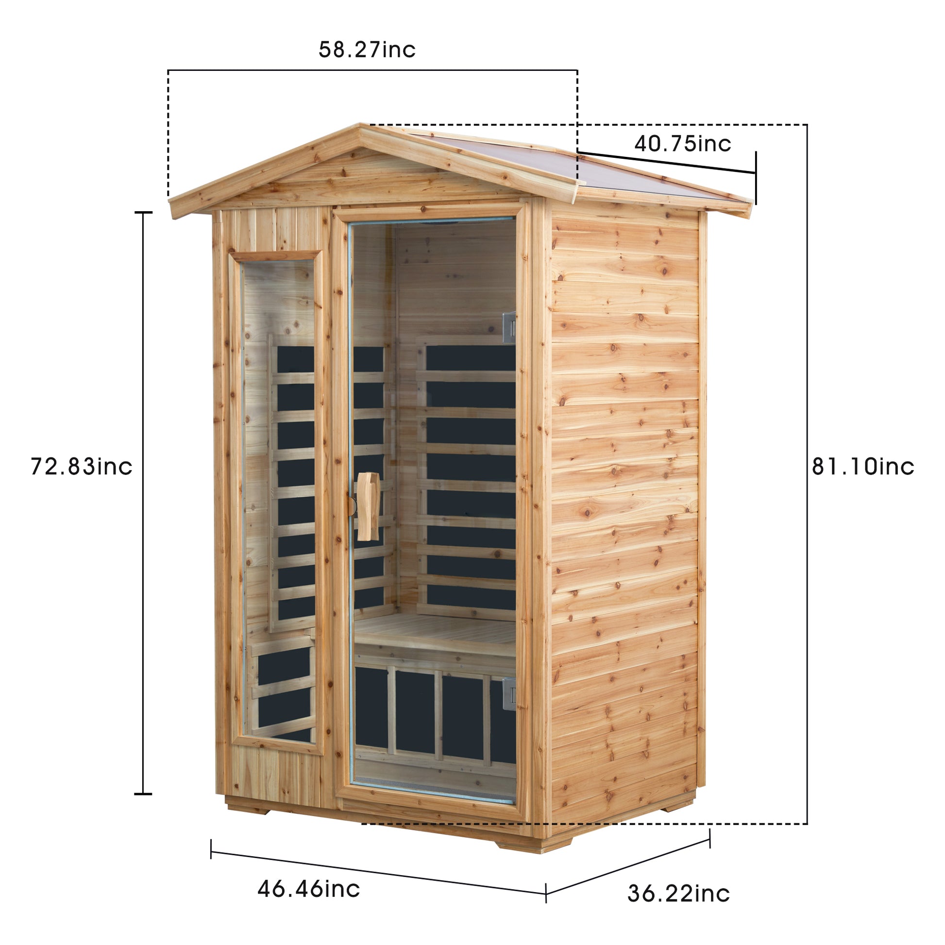Two person Far infrared old fir outdoor sauna room image 9