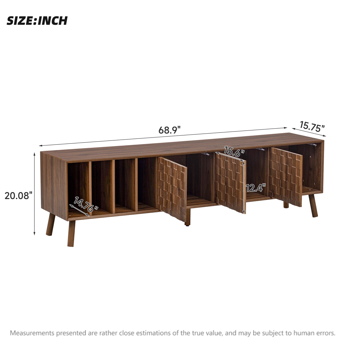 68" Mid-Century Modern TV Stand, Media Console Table for TVs up to 75'', Entertainment Center with 5 Solid Wood Legs for Living Room, Bedroom image 9