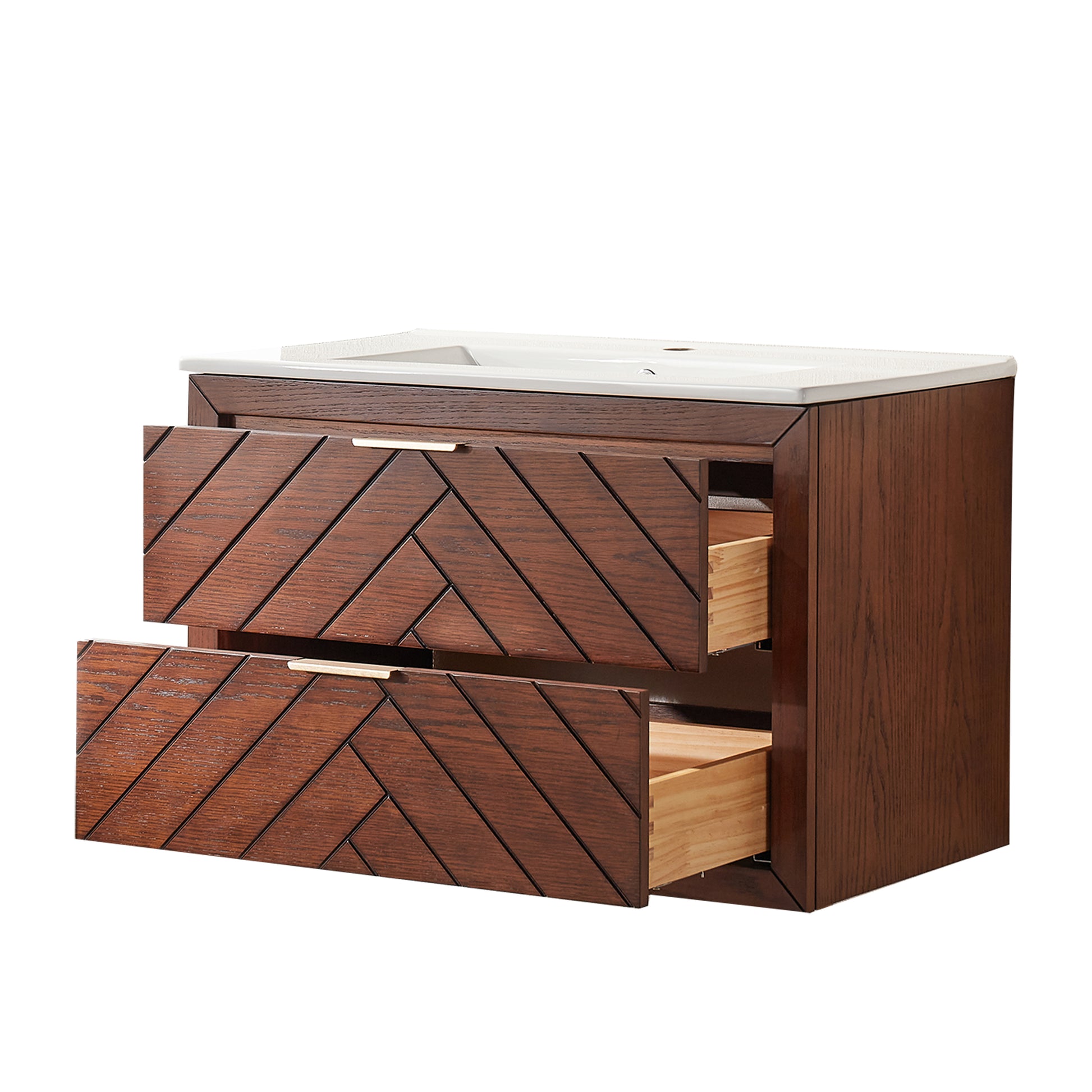 30" Pre-Assembled Wall Mounted & Floating Single Vanity Cabinet with 1-Hole Ceramic Top(Old SKU W1826P343433) image 7