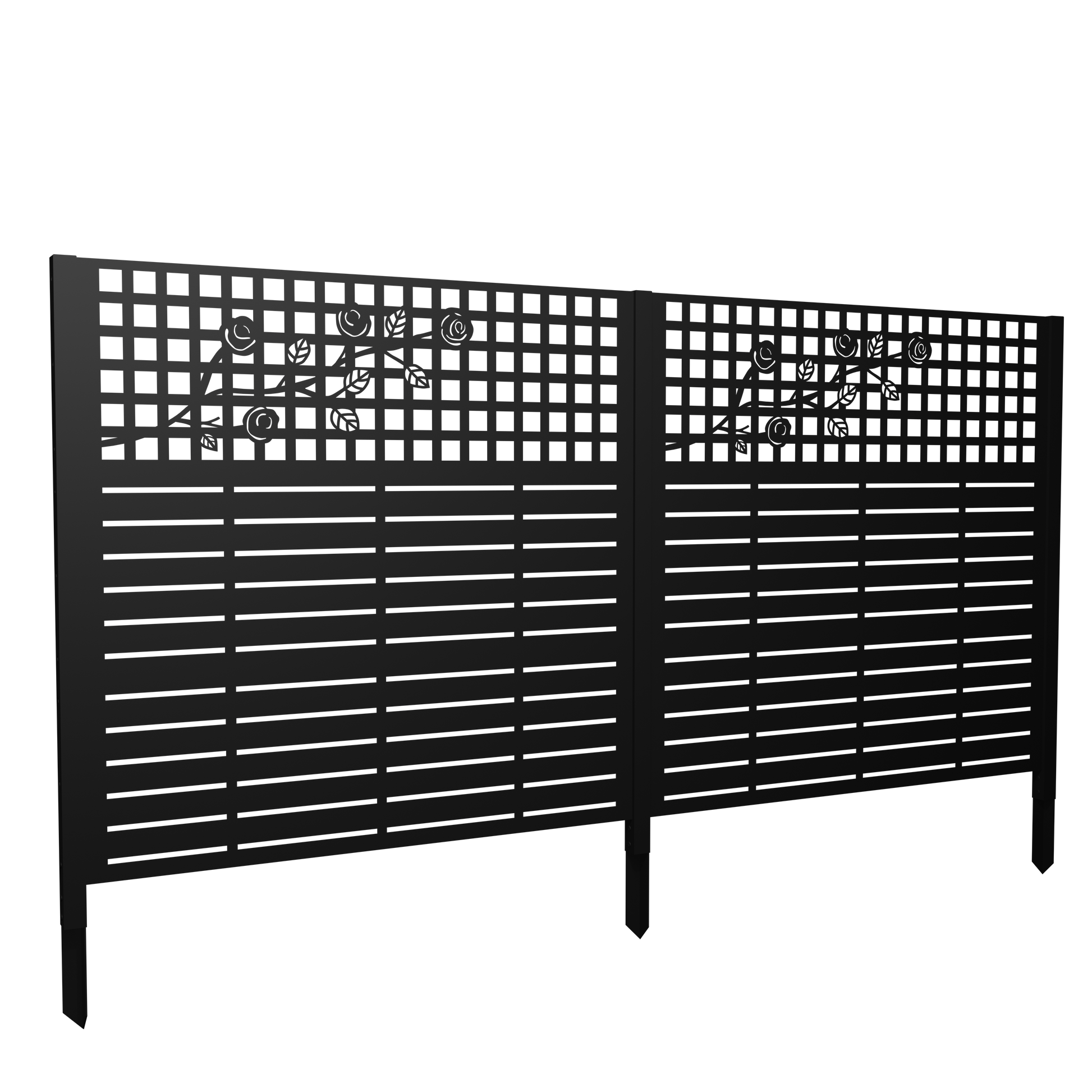 W48'' x H47.3'' x 2 Panels Metal Privacy Screen, Outdoor Privacy Panels, Trash Can Enclosure, Air Conditioner Fence, Pool Equipment Enclosure, Backyard Fencing, Rose Black image 12