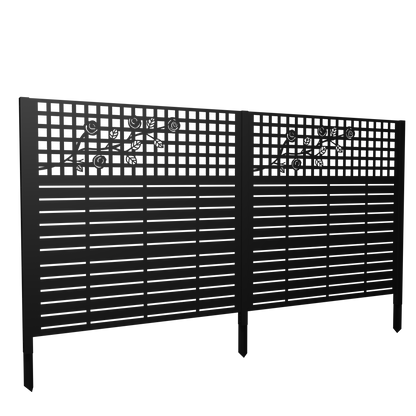 W48'' x H47.3'' x 2 Panels Metal Privacy Screen, Outdoor Privacy Panels, Trash Can Enclosure, Air Conditioner Fence, Pool Equipment Enclosure, Backyard Fencing, Rose Black image 12