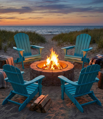 Wood Lounge Patio Chair for Garden Outdoor Wooden Folding Embossed Adirondack Chair Solid Wood Lounge Patio Chair with Wood Grain image 7