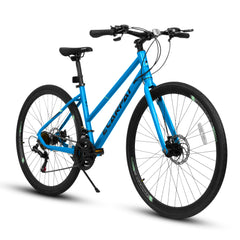 A28250 700Cx35 Road Bike with Aluminum Alloy Wheels, 21-Speed Gear System, Disc Brakes, Wide Tires – Ideal for Urban Commuting and Student Transportation