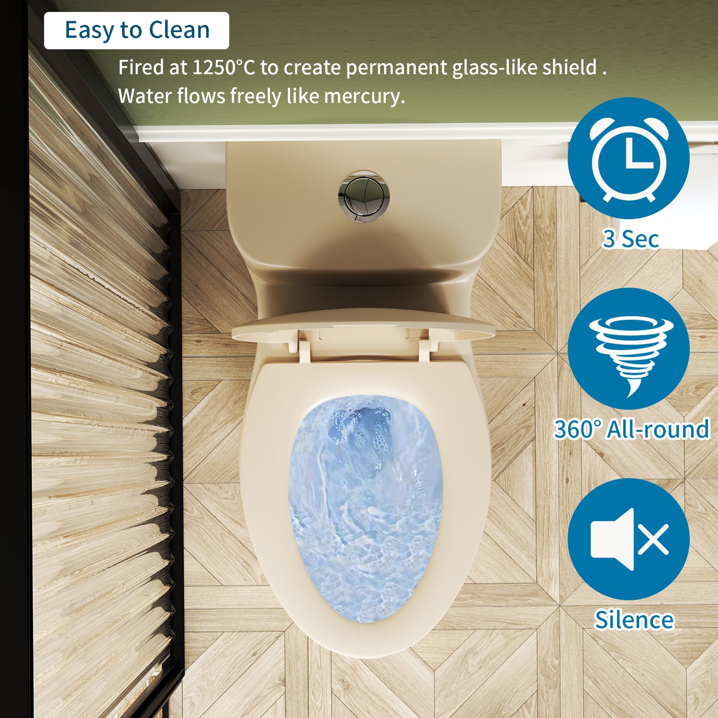 1.1/1.6 GPF Tornado Flush One-Piece Toilet with Comfort Chair Seat ADA Height 17",Powerful & Quiet Dual Flush Modern Toilet,Siphonic S-trap 12",Rimless Bowl with Soft Closing Seat, khaki
2KK-006 image 5