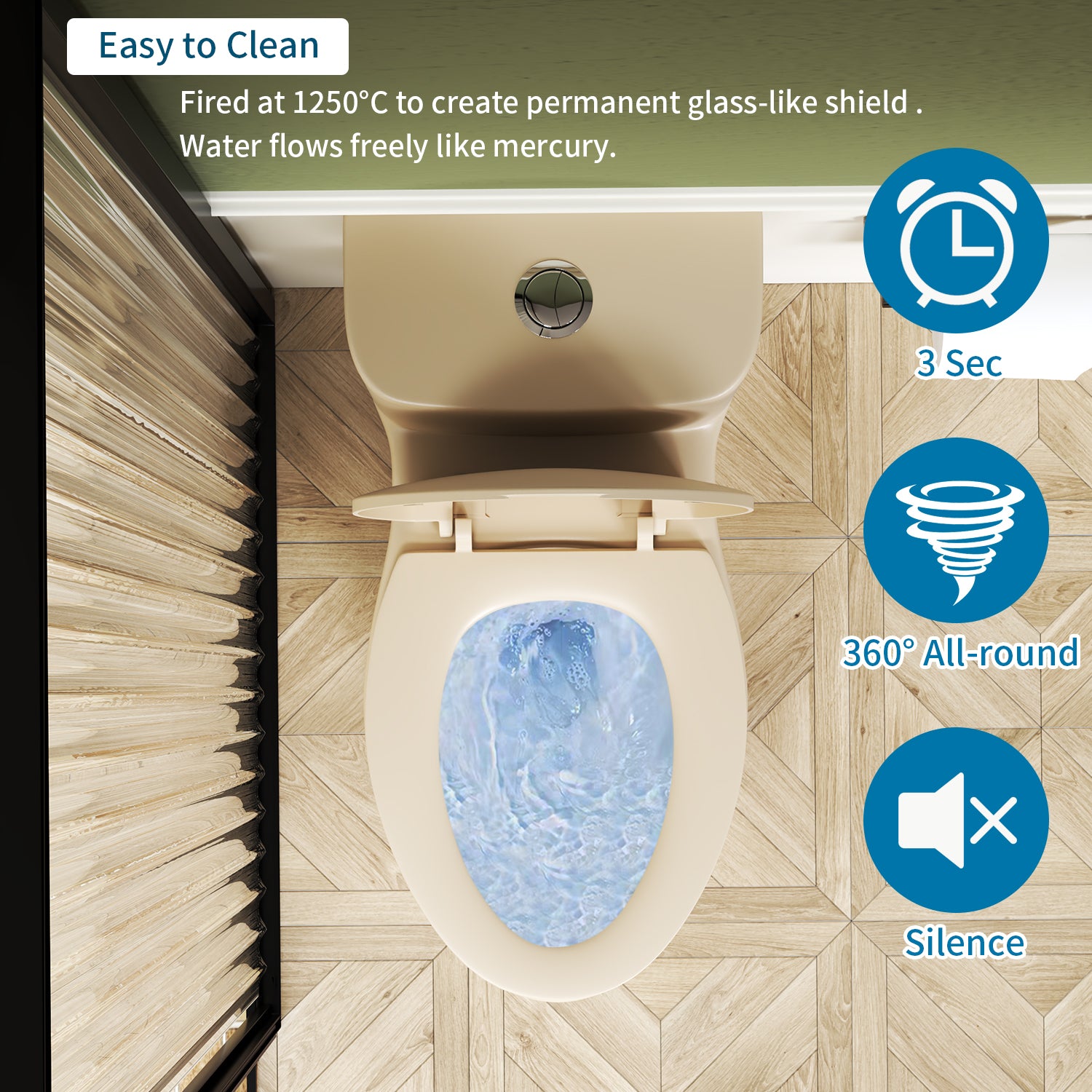 1.1/1.6 GPF Tornado Flush One-Piece Toilet with Comfort Chair Seat ADA Height 17",Powerful & Quiet Dual Flush Modern Toilet,Siphonic S-trap 12",Rimless Bowl with Soft Closing Seat, khaki
2KK-006 image 5