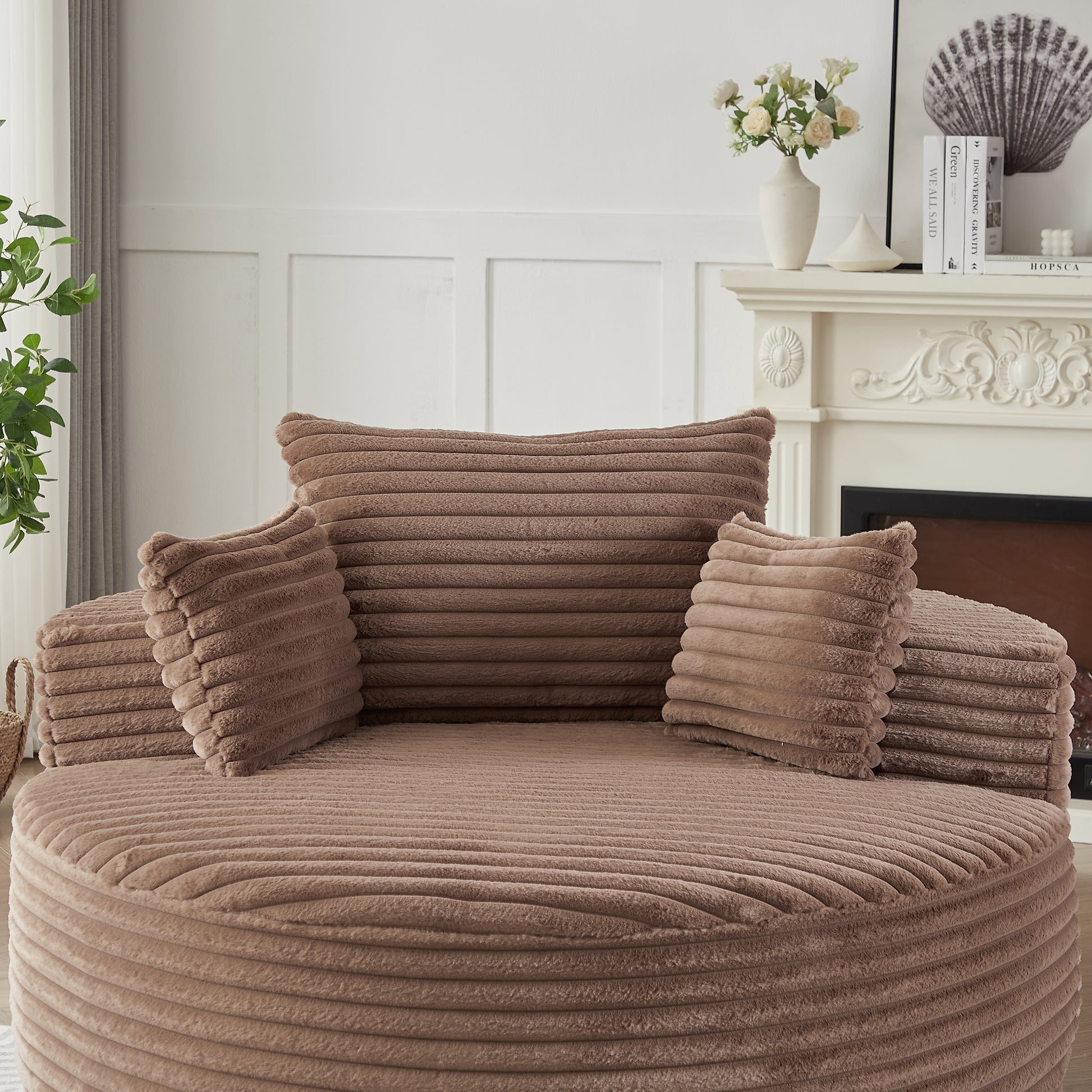 55'L Corduroy Sponge single sofa,No Assembly Required,Fluffy Modern Sleeper Chair for Living room, Bedroom, Lounge and Projection Room(Not a swivel chair.) image 10