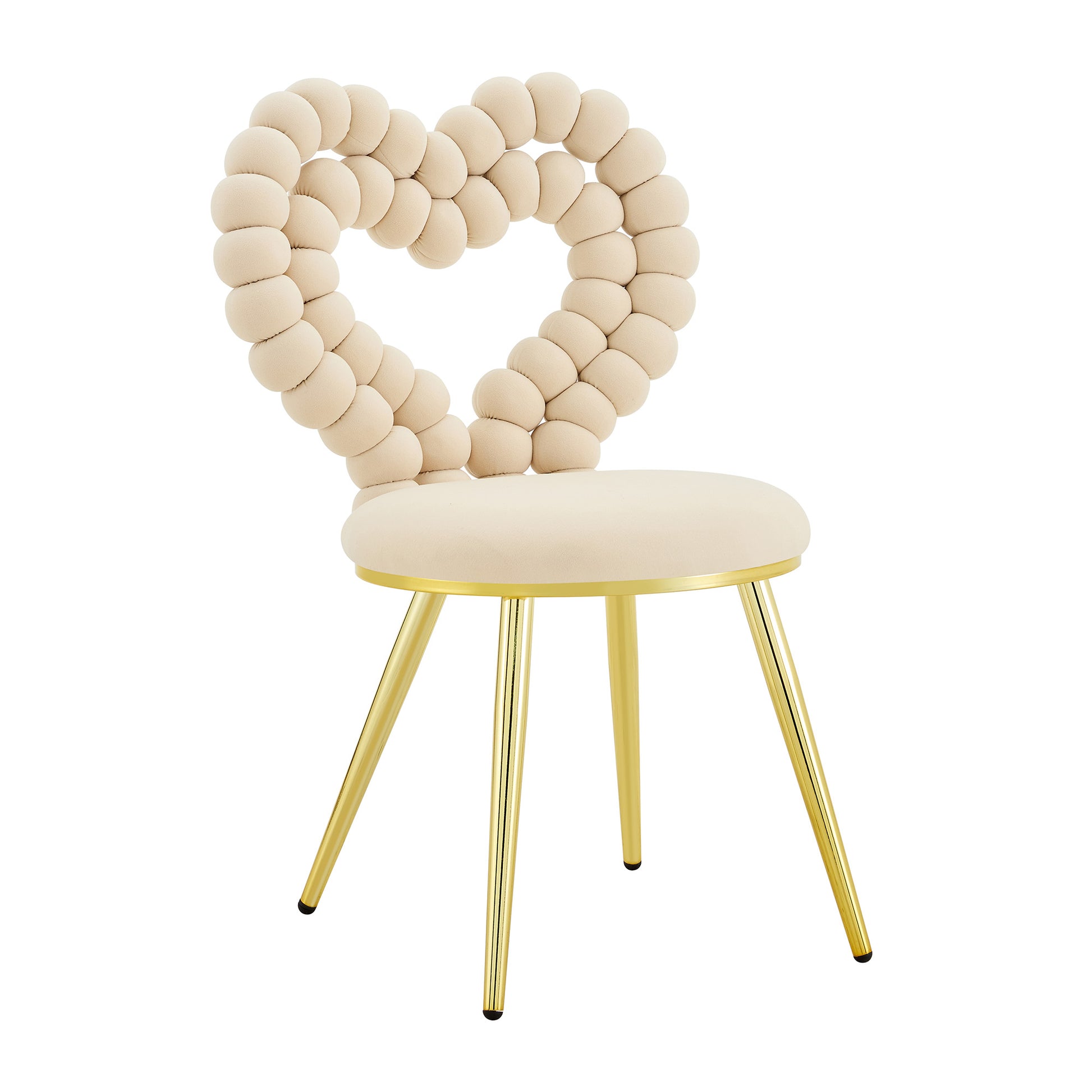 Set of 2 Unique Heart Bubble Tufted Accent Chair, Plush Velvet Chair with Shiny Gold Metal Frame, Cute & Modern Seating for Home Decor image 11