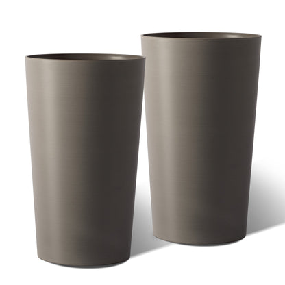 2 Pack Tall 21.7 in Planters for Outdoor Plants Modern Tall Square Planter Box Indoor Outdoor Porch Patio Flower Pot Modern Big Tapered Matte Tree Flower Pot for Garden, (Brown) image 11