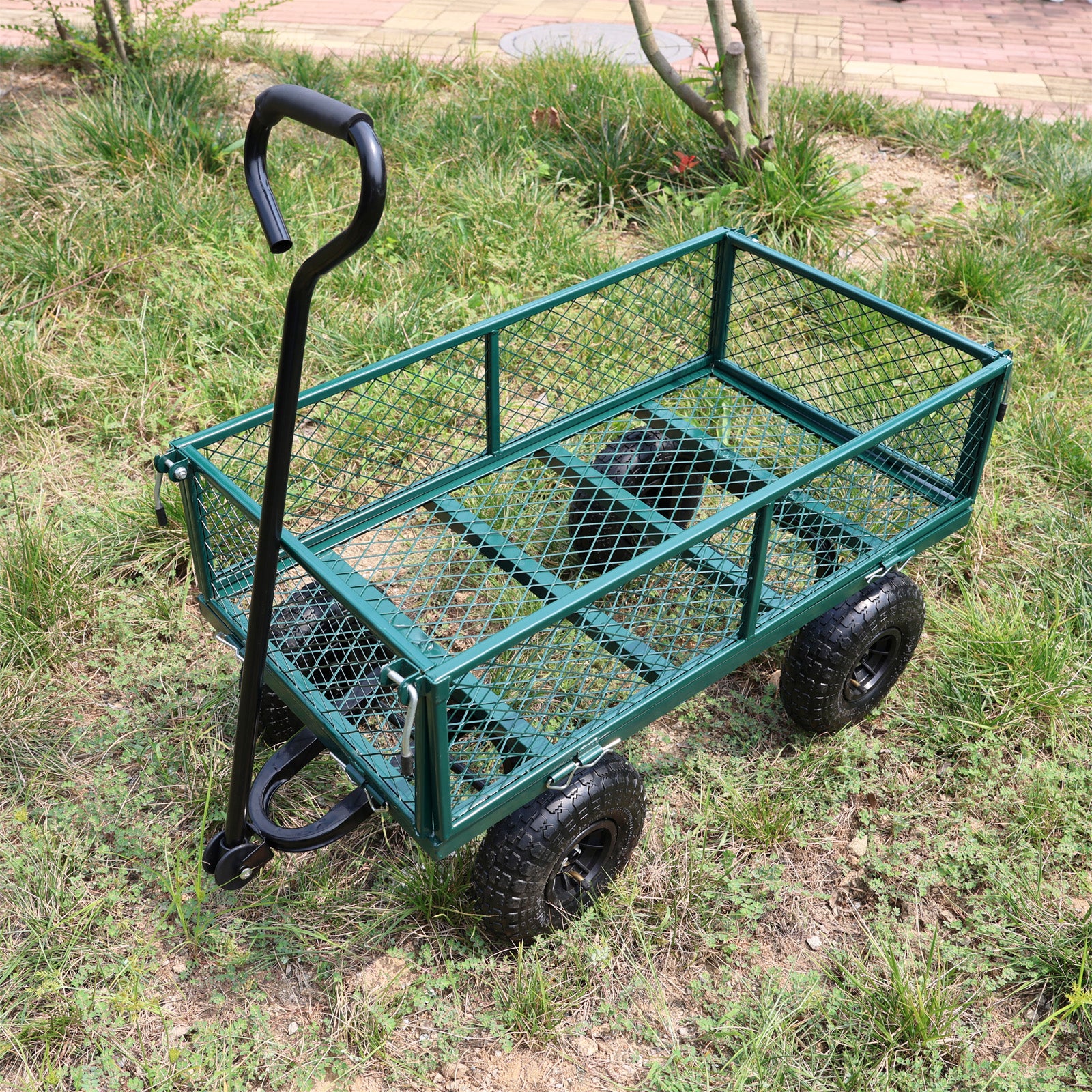 Wagon Cart Garden cart trucks make it easier to transport firewood (green) image 12