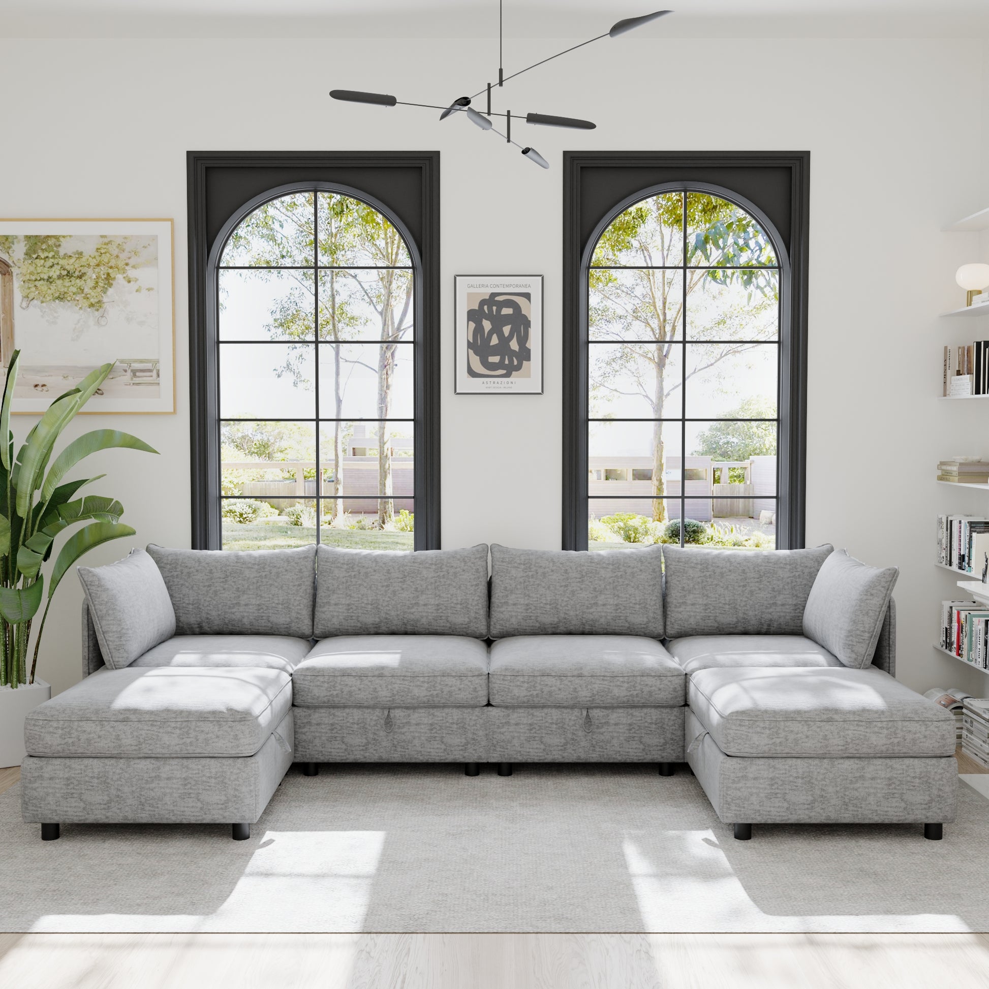 Modular Sectional Sofa, Convertible Sofa Seat With Storage, Sleeper Sectional Sofa Set, Fabric Flexible Modular Combinations for Living Room image 1