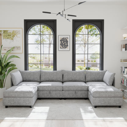 Modular Sectional Sofa, Convertible Sofa Seat With Storage, Sleeper Sectional Sofa Set, Fabric Flexible Modular Combinations for Living Room image 1
