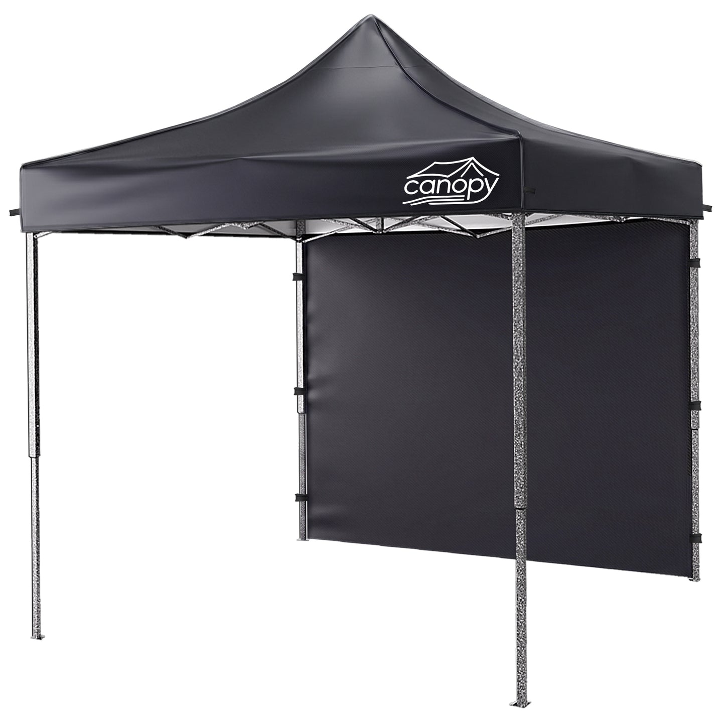 10x10 Pop Up Canopy Tent w/ 1 Sidewall, Black Speckled Steel Frame, Black Silver-Coated Top UPF50+ Water-Resistant, 4 Adjustable Heights (6.7-7.6 ft) Includes Sandbags Stakes Ropes Carry Bag for Beach image 10