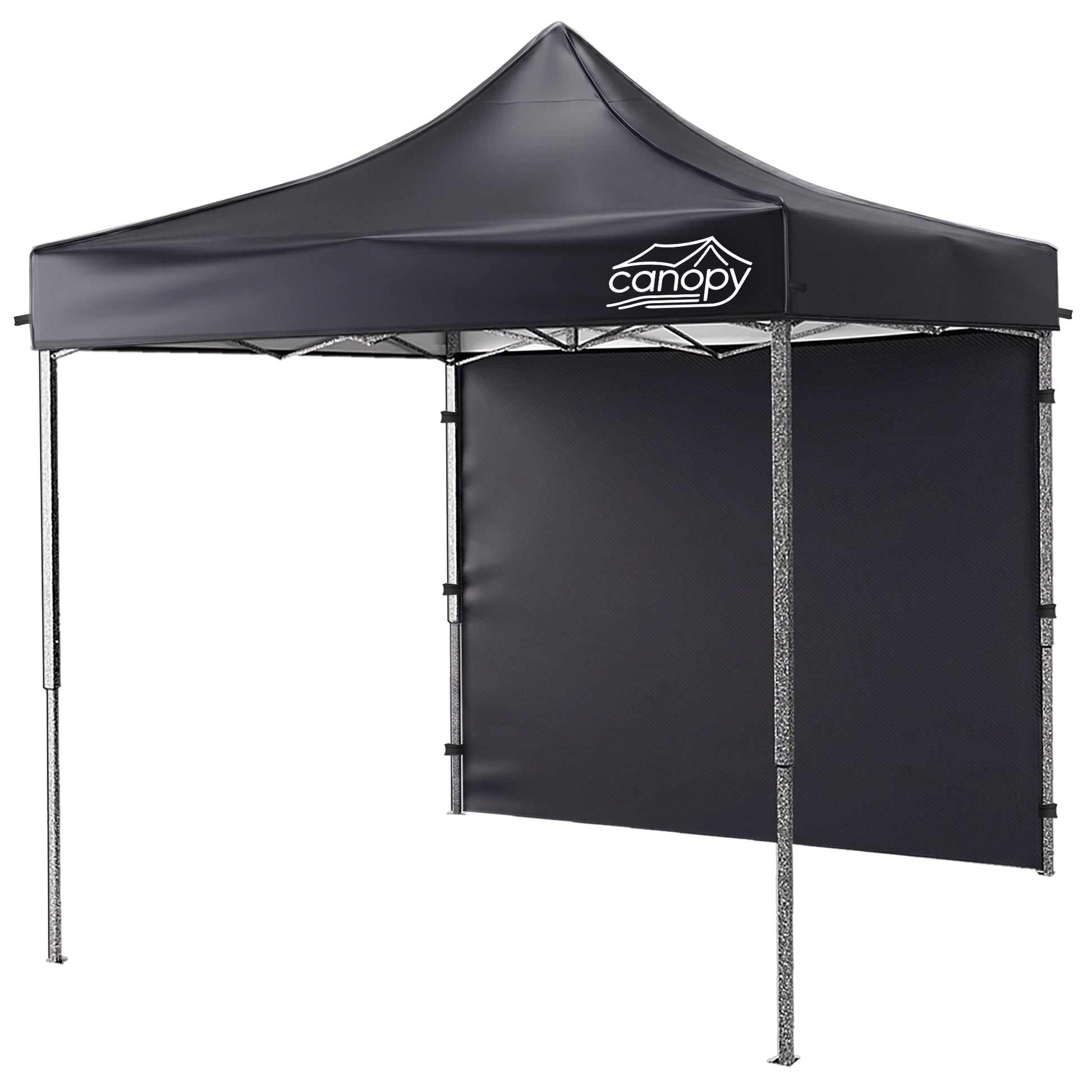 10x10 Pop Up Canopy Tent w/ 1 Sidewall, Black Speckled Steel Frame, Black Silver-Coated Top UPF50+ Water-Resistant, 4 Adjustable Heights (6.7-7.6 ft) Includes Sandbags Stakes Ropes Carry Bag for Beach image 10