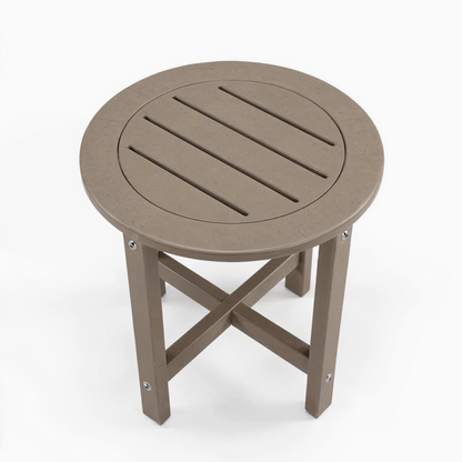 Antique Brown HDPE Outdoor Side Table, Small All-Weather Patio End Table, 15.94 in. L x 15.94 in. W x 17.71 in. H image 10
