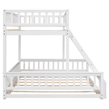 Twin XL over Queen Bunk Bed with Ladder and Guardrails, White image 12