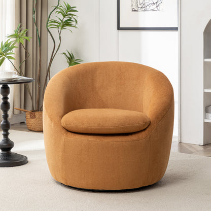 Winnie Modern Teddy Fabric Barrel Chair, 360° Swivel, Yellow image 10