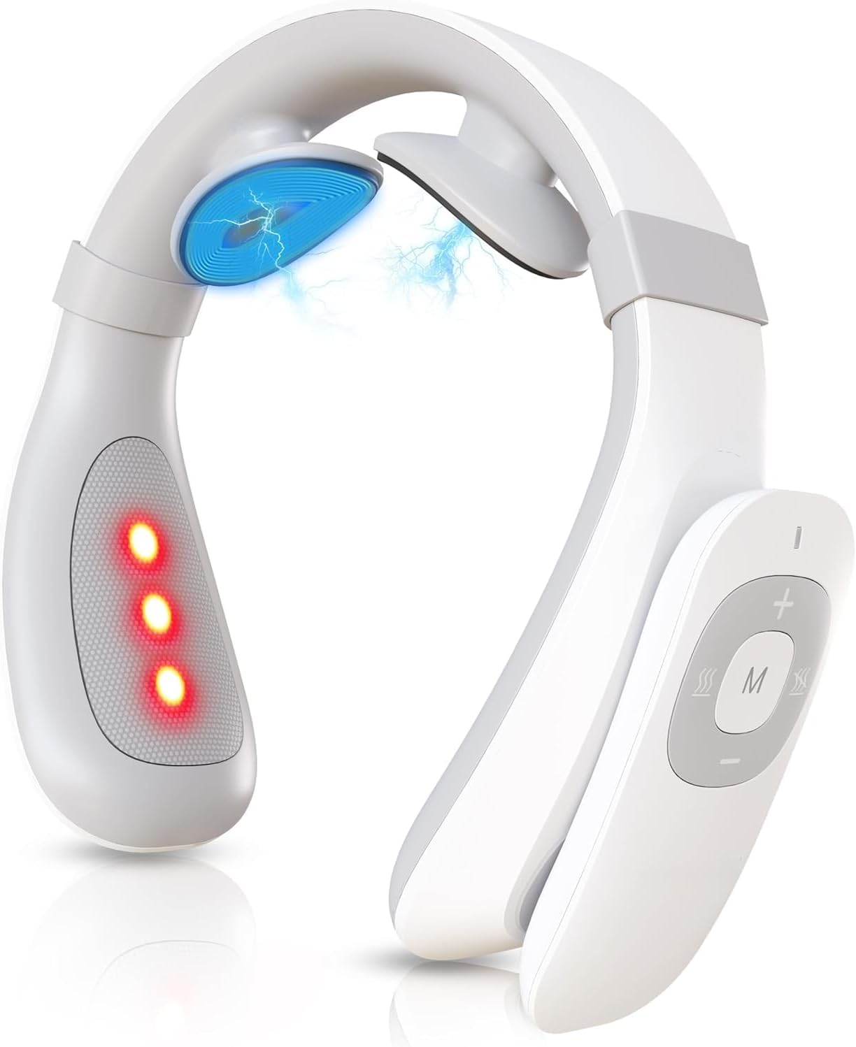 Neck TENS Machine with Heat - front view showing device on neck