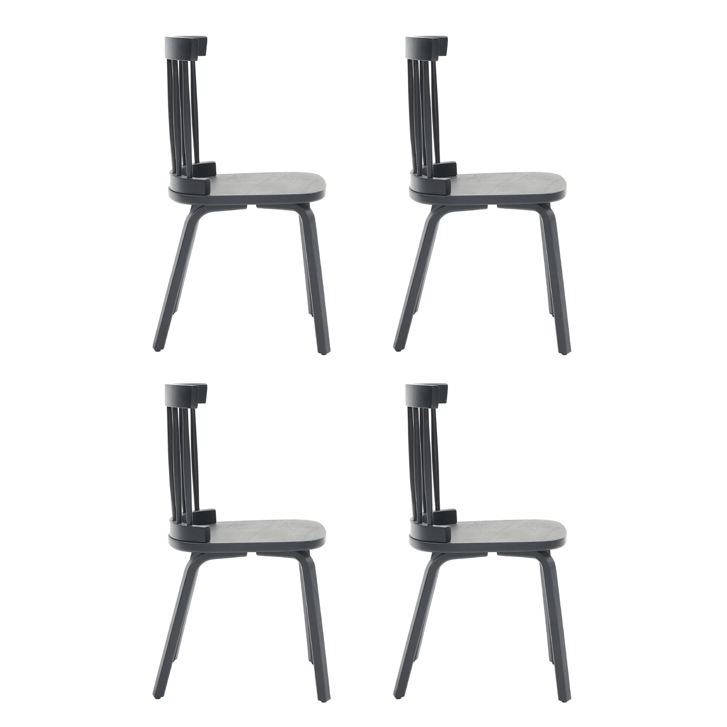 Windsor Dining Chairs Set of 4,Wood Farmhouse Spindle Back, Widen Seat, Mid-Century Modern French Country Style, for Living Room Restaurant, Black image 8