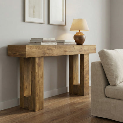 63'' Long Console Table, Farmhouse Entryway Table with Storage, Native Wood Grain Tree Scars, Wooden Rectangular Sofa Table Behind Couch for Entrance, Hallway, Living Room, Foyer (Natural Wood) image 8