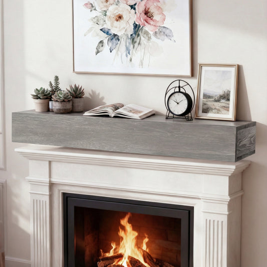 72" Rustic Wood Fireplace Mantel,Wall-Mounted & Floating Shelf for Home Decor image 1