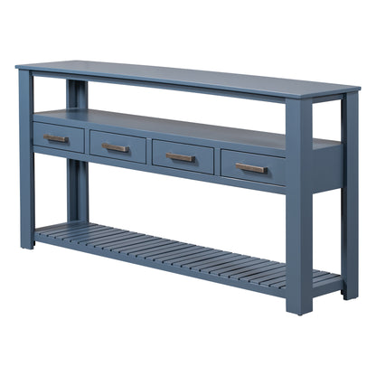 U_STYLE 61.5''Large Entryway Table with 4 Drawers,Painted Console Table with 3-Tier Open Shelves and Metal Handles,Versatile Hallway Sofa Table for Living Room, Bedroom, Foyer and Kitchen image 9