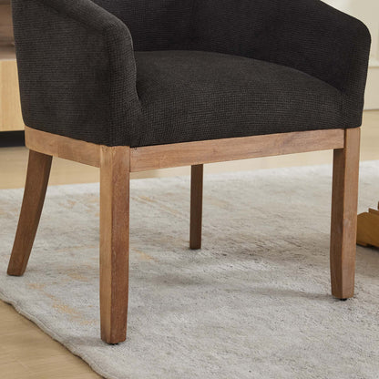 Mid Century Modern Upholstered Barrel Dining Chairs with Arms,Farmhouse Linen Kitchen & Dining Room Chairs with Natural Hardwood Frame, 19" W Accent Chairs,Single Pack,Charcoal Gray,SW1891BK image 12