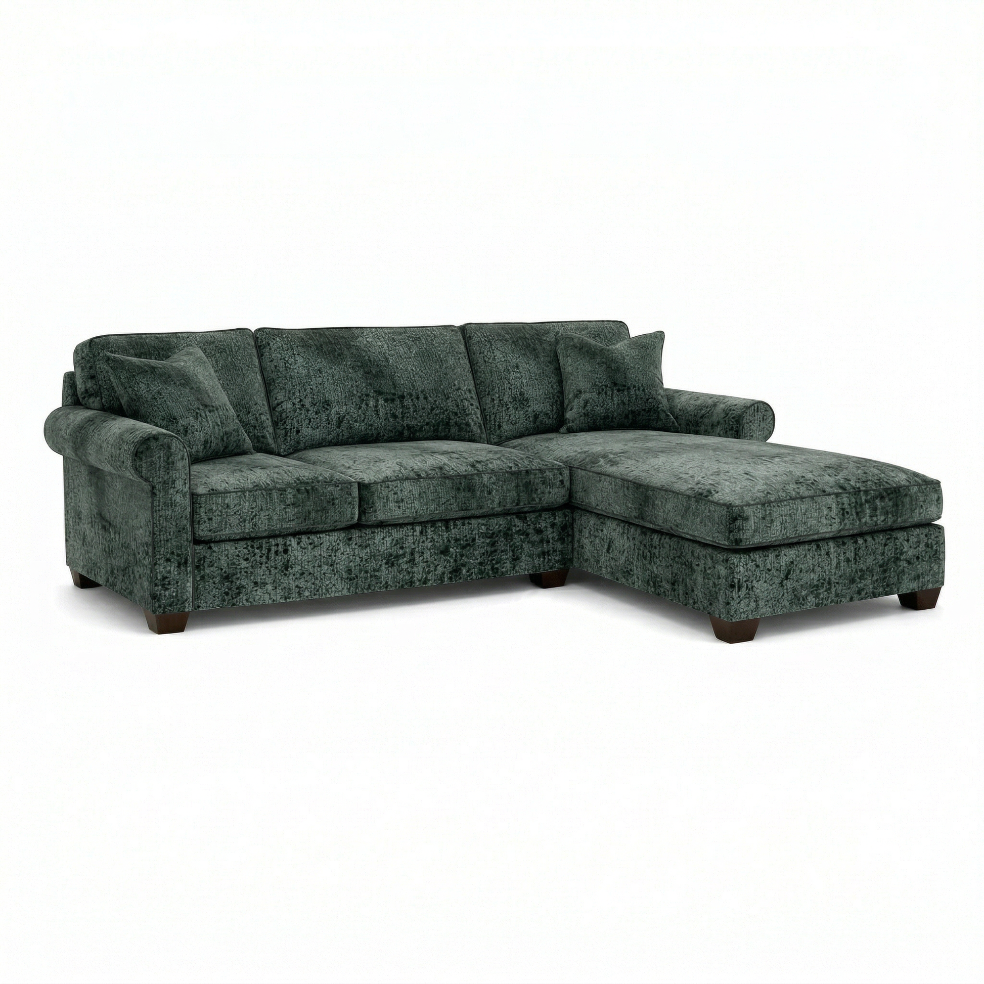 Irlanda Sectional – Made in USA, 5-Day Shipping, Custom Fabric Options, L-Shaped Sectional Wholesale Sectional Furniture - Green Velvet Antique Charcoal - Green image 1