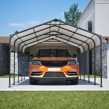 12X20 FT Metal Carport, Outdoor Car Shelter All Weather, Heavy Duty Outdoor Galvanized Car Shelter for Car Boat Truck and SUVs Black image 12