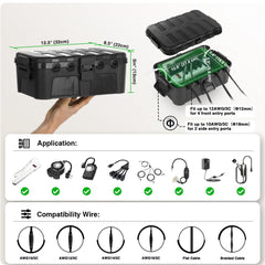 Large Outdoor Electrical Box (12.5 x 8.5 x 5 inch), IP54 Waterproof Extension Cord Cover Weatherproof, Protect Outlet, Plug, Socket, Timer, Power Strip, Holiday Light Decoration, Black