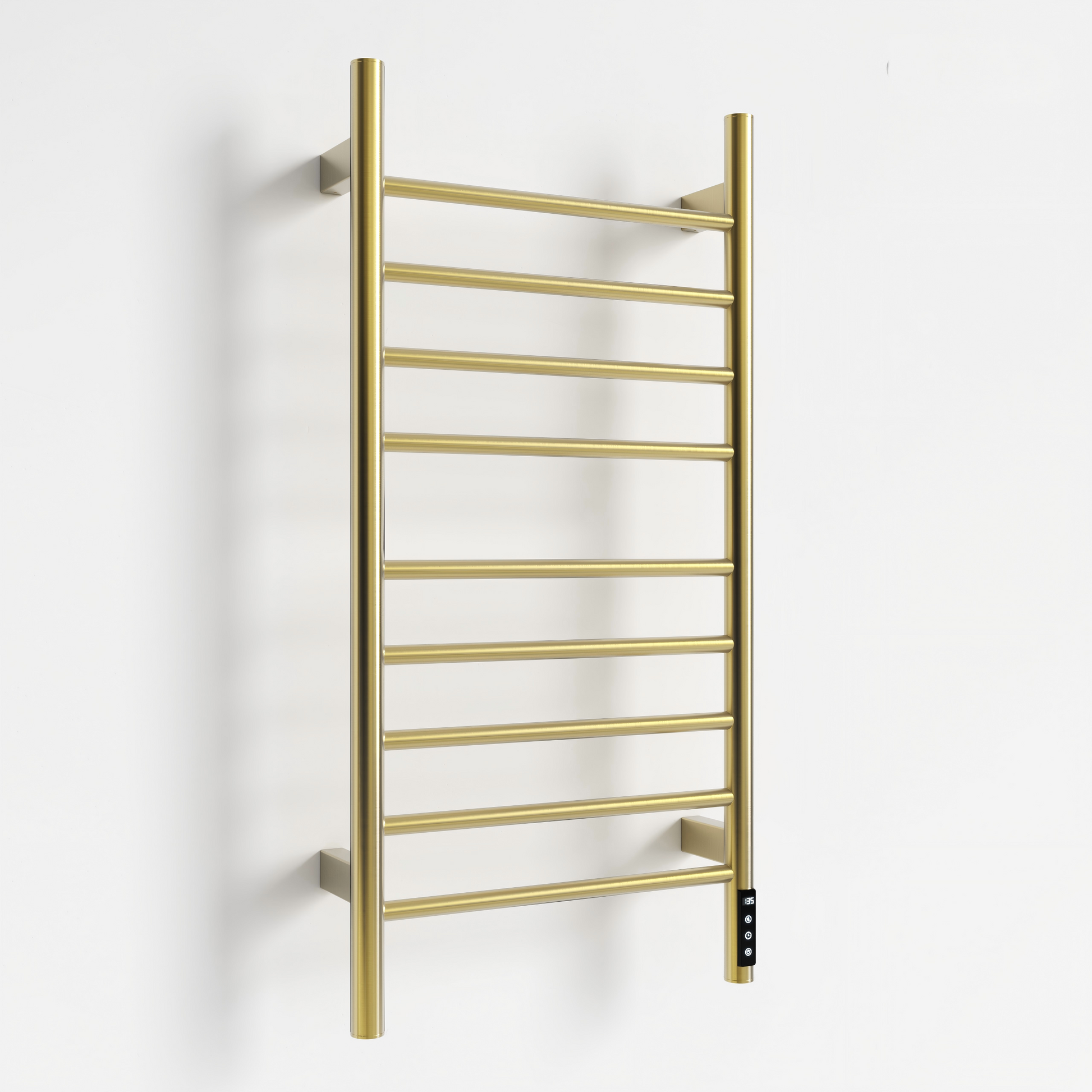 Brushed Gold Heated Towel Rack for Bathroom,Wall Mounted with Intelligent Touch Screen Timer, 9-Bar Towel Warmer, 304 Stainless Steel Polished, Plug-in/Hard-Wired image 4