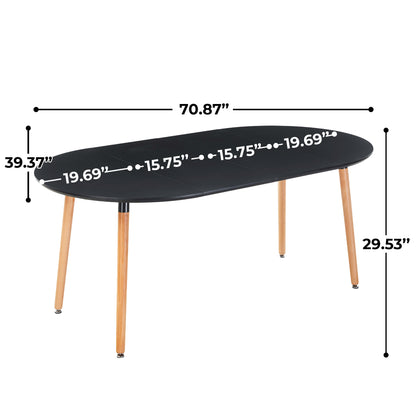Extensible table,DINING TABLE,OFFICE TABLE,COFFEE TABLE,wood leg,MDF top,100/140/180x100x75cm,black color image 5