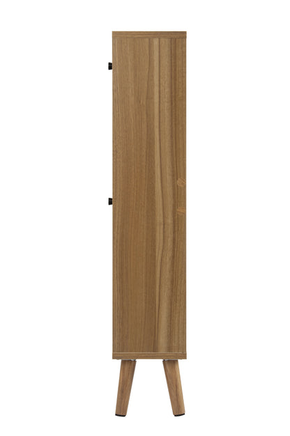 Japandi Narrow Shoe Cabinet with 2 Flip Drawers, Carved Floral Pattern Wooden Shoe Storage Organizer, Freestanding Hidden Shoe Rack for Entryway, Hallway, Living Room, 6.7"x23.63"x34.26",Walnut Brown image 11