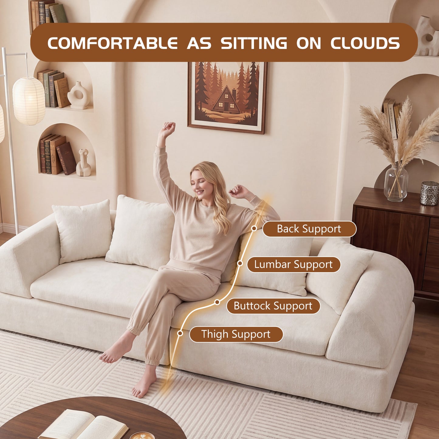 Cloud Modular Sectional Sofa - Shape Boneless Couch & Deep Fluffy Seat, No Assembly Required for Living Room Bedroom image 5