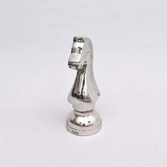 Decorative Hammered Nickel Finish Chess Horse Sculpture – Elegant Table Accent (5.5x5.5x14")
